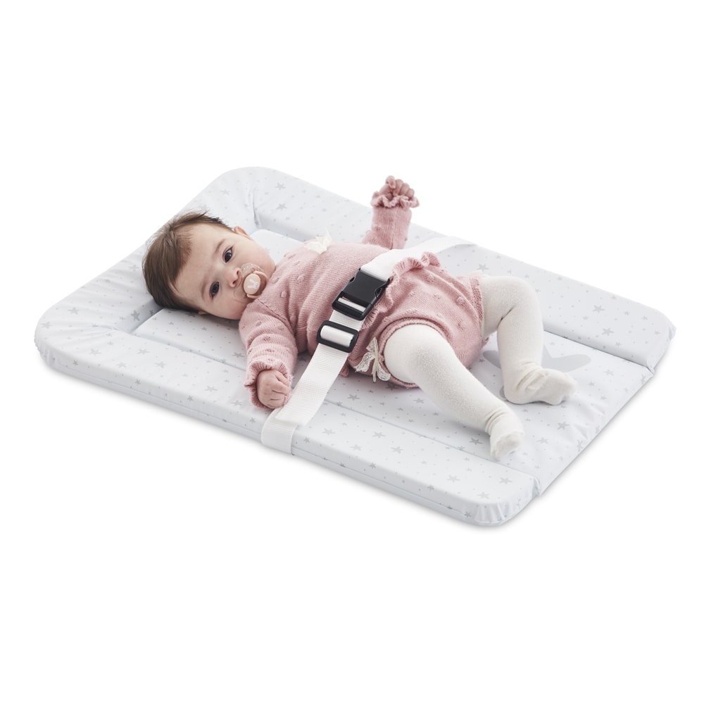 Cambiador bebe impermeable con sistema anticaídas SafeLock (50x70). Válido  para cómoda Hemnes, Malm y cambiador Sniglar (Nebula Pink)