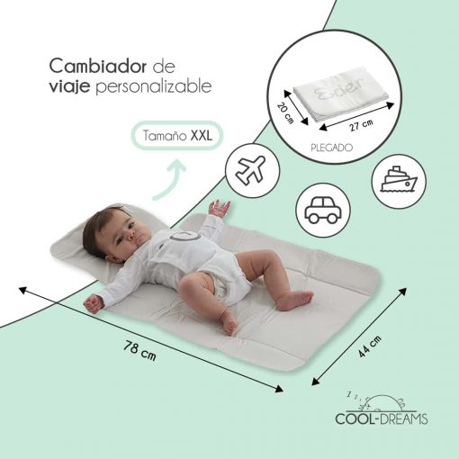 Cambiador bebé impermeable portátil personalizado. Cambiador de