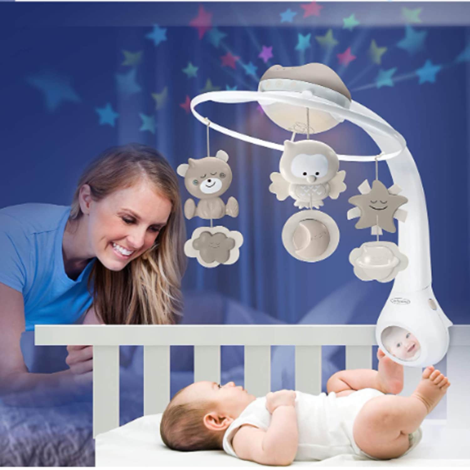 UNIH Móvil para cuna de bebé con luces y música, proyección de luna y  estrellas para bebés